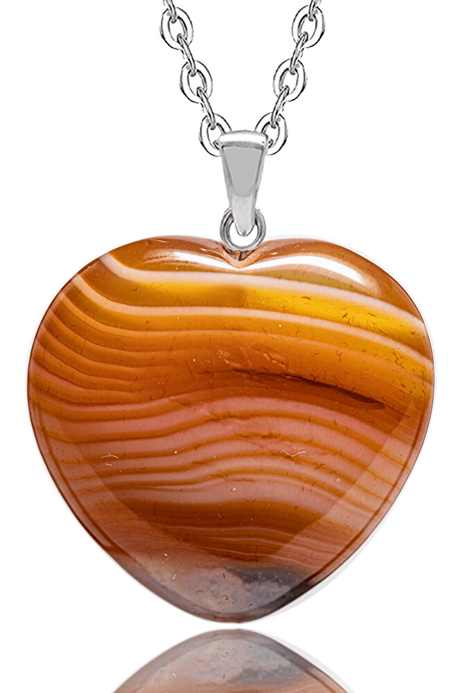 Sertifikalı A Kalite Kalp Doğal Turuncu Akik Taşı Kolye