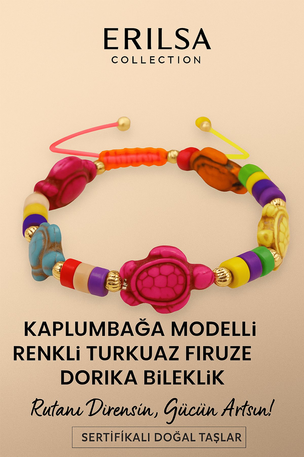 Sertifikalı Kaplumbağa Dorika Turkuaz Firuze Taşı Bileklik – Direncini Artır Hayat Enerjini Koru