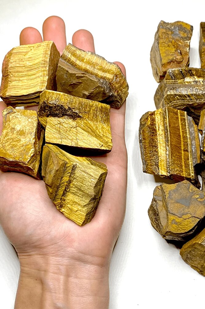 Sertifikalı Ham Işlenmemiş Doğal Kaplan Gözü Taşı Kütle (4-5 Cm)