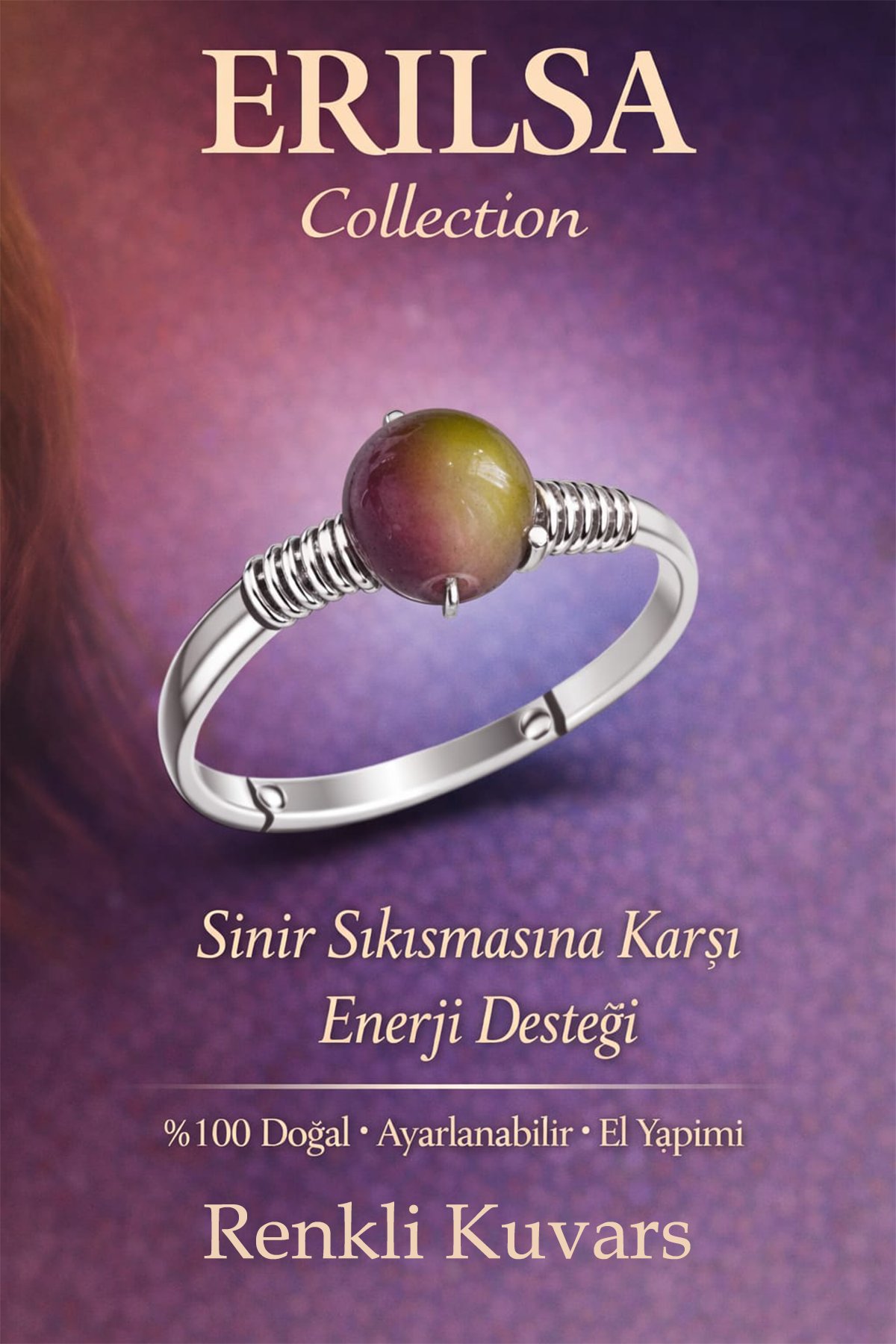 Sertifikalı Sinir Gevşetici Enerji Yüzüğü – Renkli Kuvars Ayarlanabilir İnce Kasa Aslan Koç Burcu