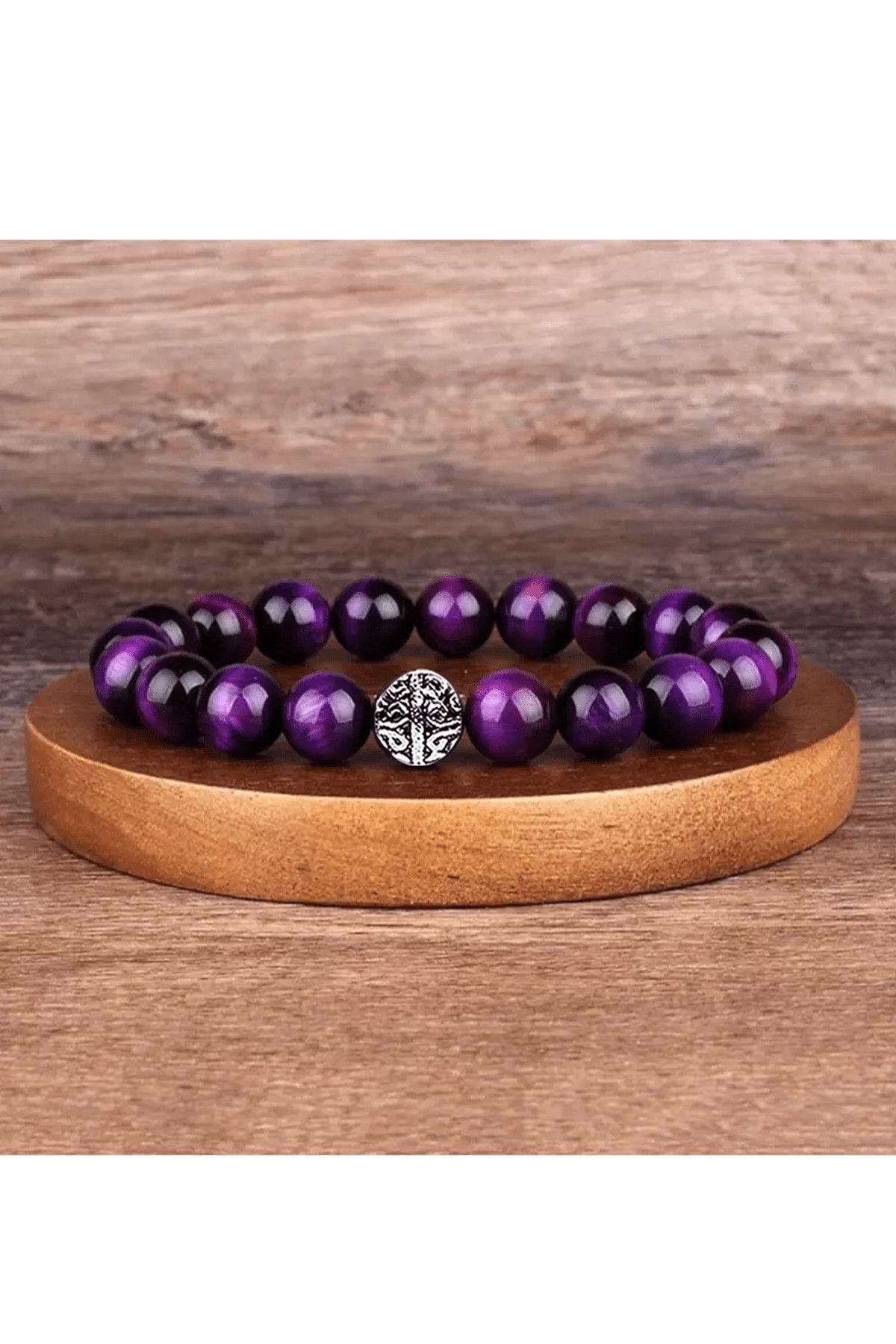 Sertifikalı Aaa+ Mor Kaplan Gözü Taşı Bileklik - Gümüş Aparatlı
