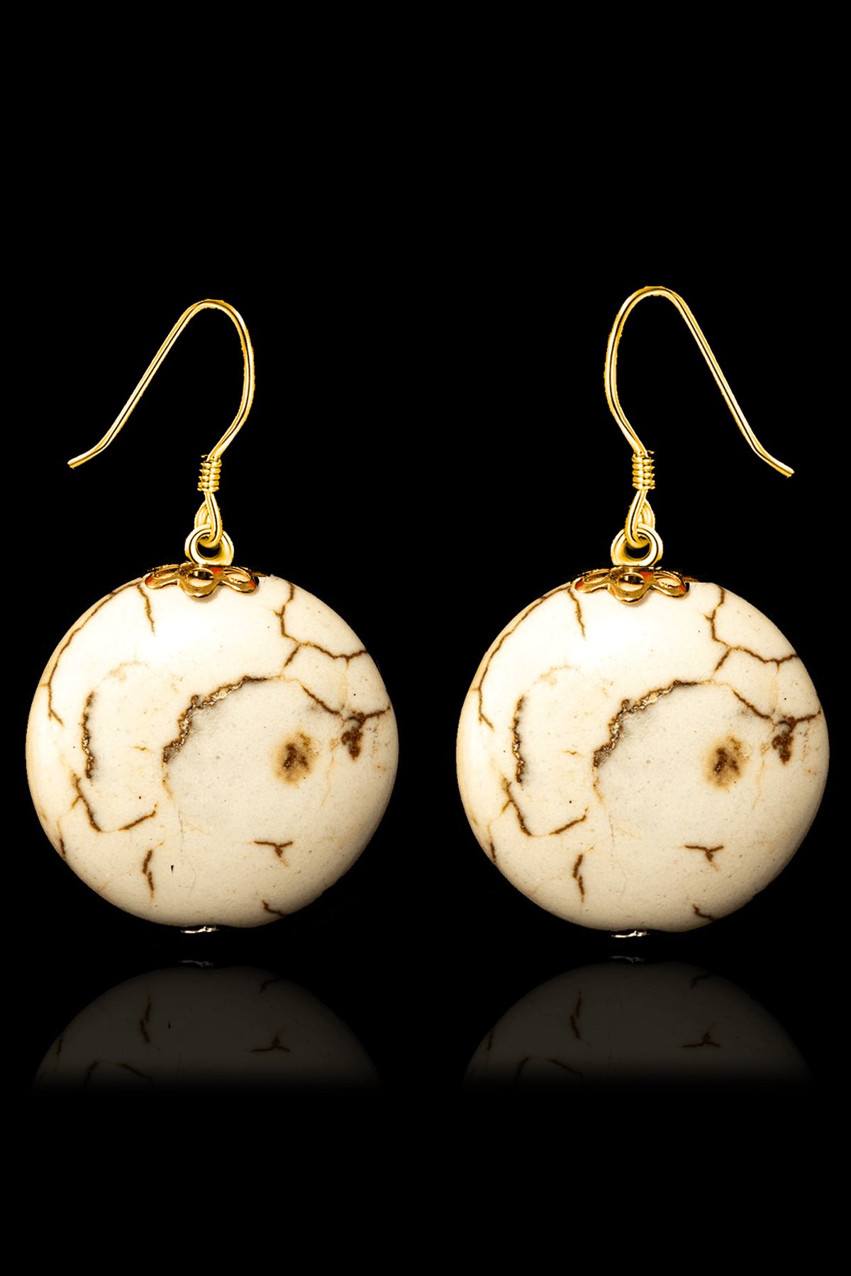 Sertifikalı Oval Model Havlit Taşı Küpe - 24k Altın Kaplama