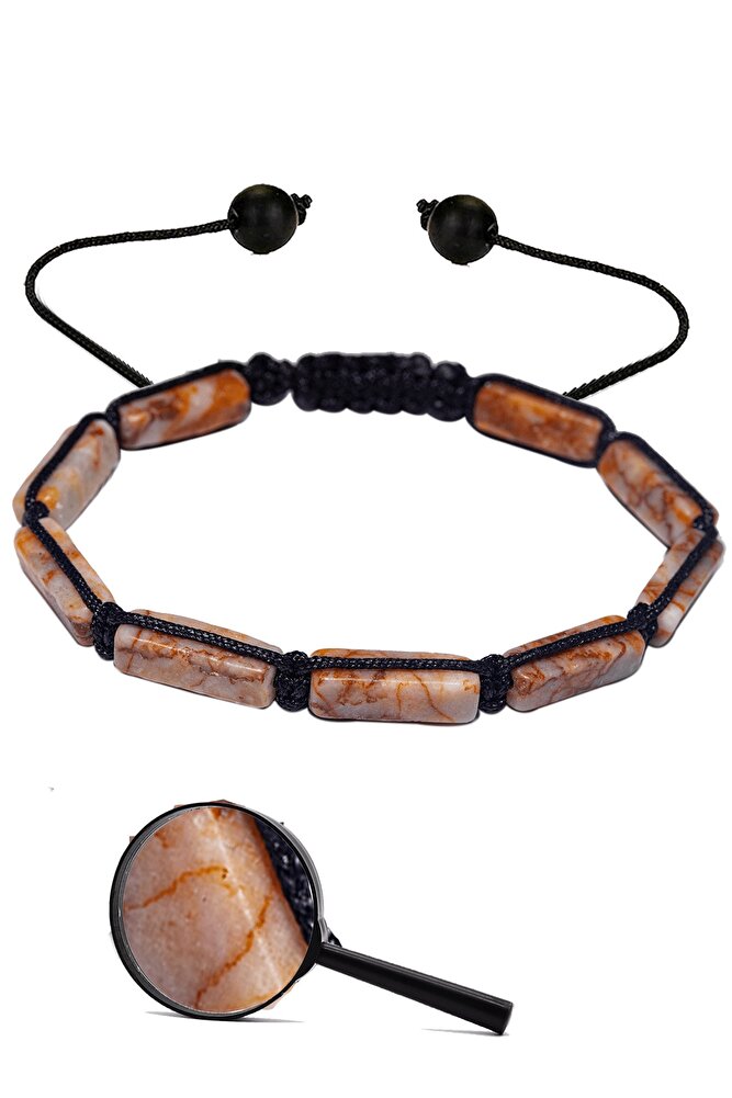 Sertifikalı Beyaz Turuncu Akik Taşı Doğal Taş Bileklik