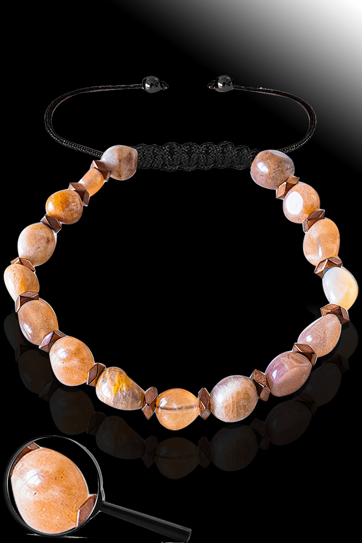 Sertifikalı Amorf Model Gerçek Güneş Taşı Bileklik - Ayarlamalı