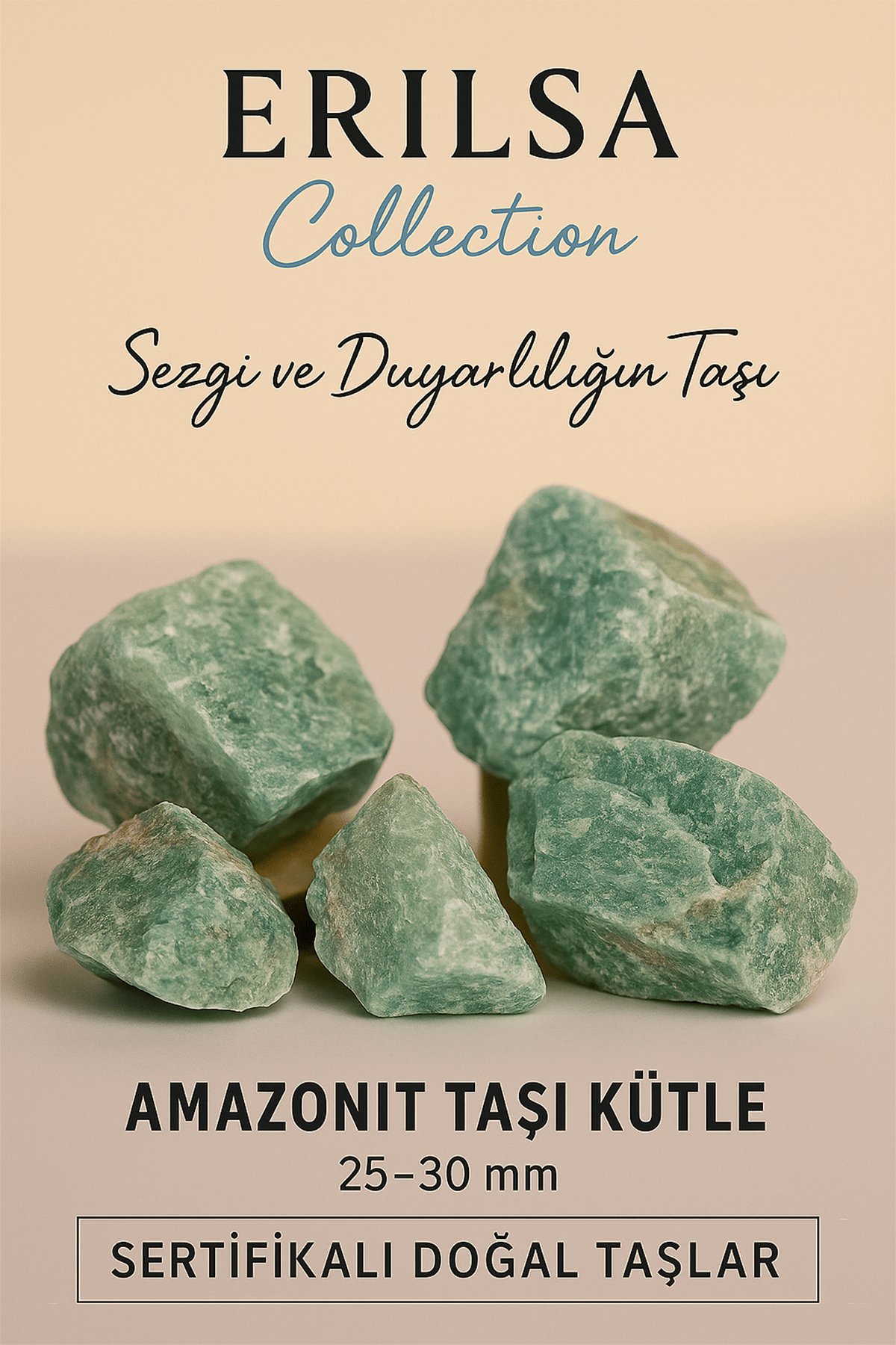 Sertifikalı Ham İşlenmemiş Amazonit Taşı Kütle 25–30 mm – Sezgi ve Duyarlılığın Taşı