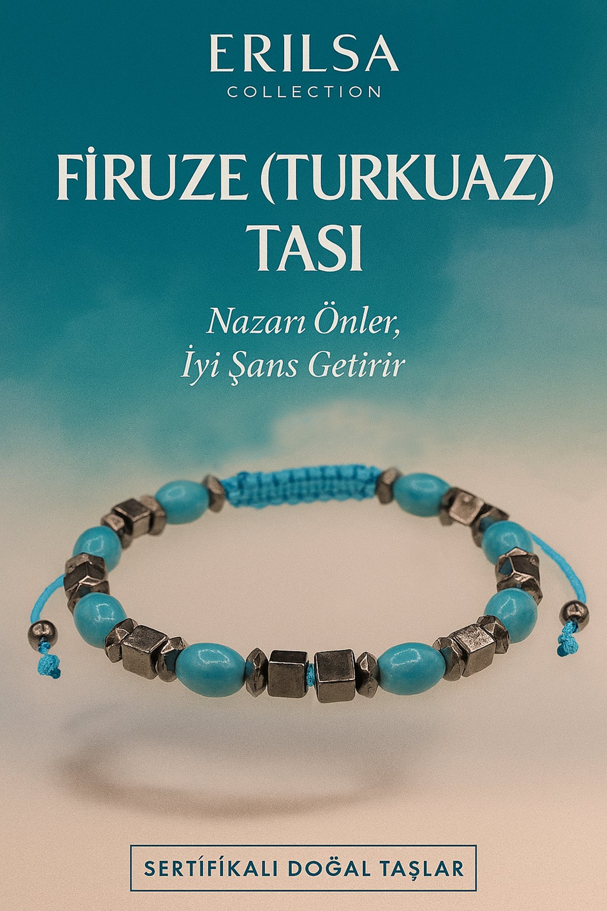 Sertifikalı Terahertz ve Firuze Taşı Bileklik – Enerji, Denge ve Zihinsel Şifa