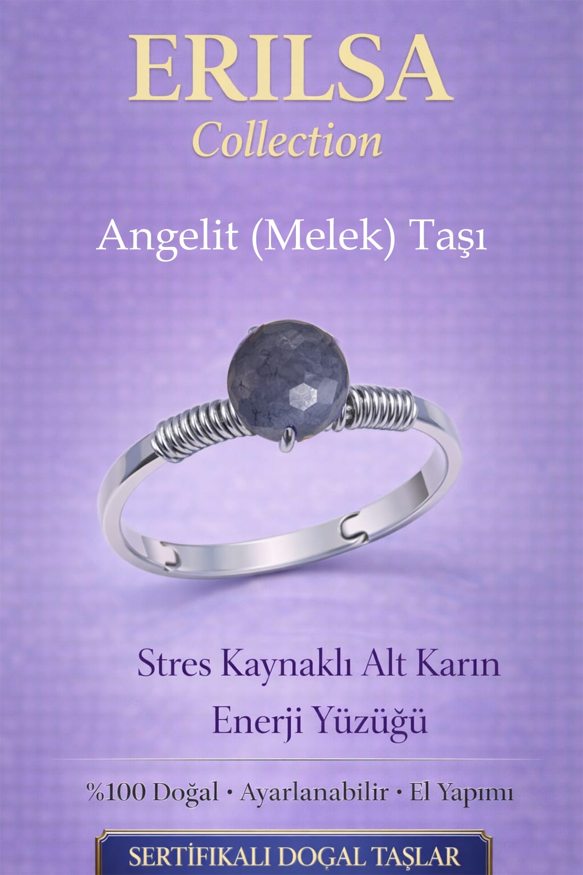 Sertifikalı Stres Kaynaklı Alt Karın Enerji Yüzüğü – Angelit Ayarlamalı Yengeç Balık Terazi Burcu