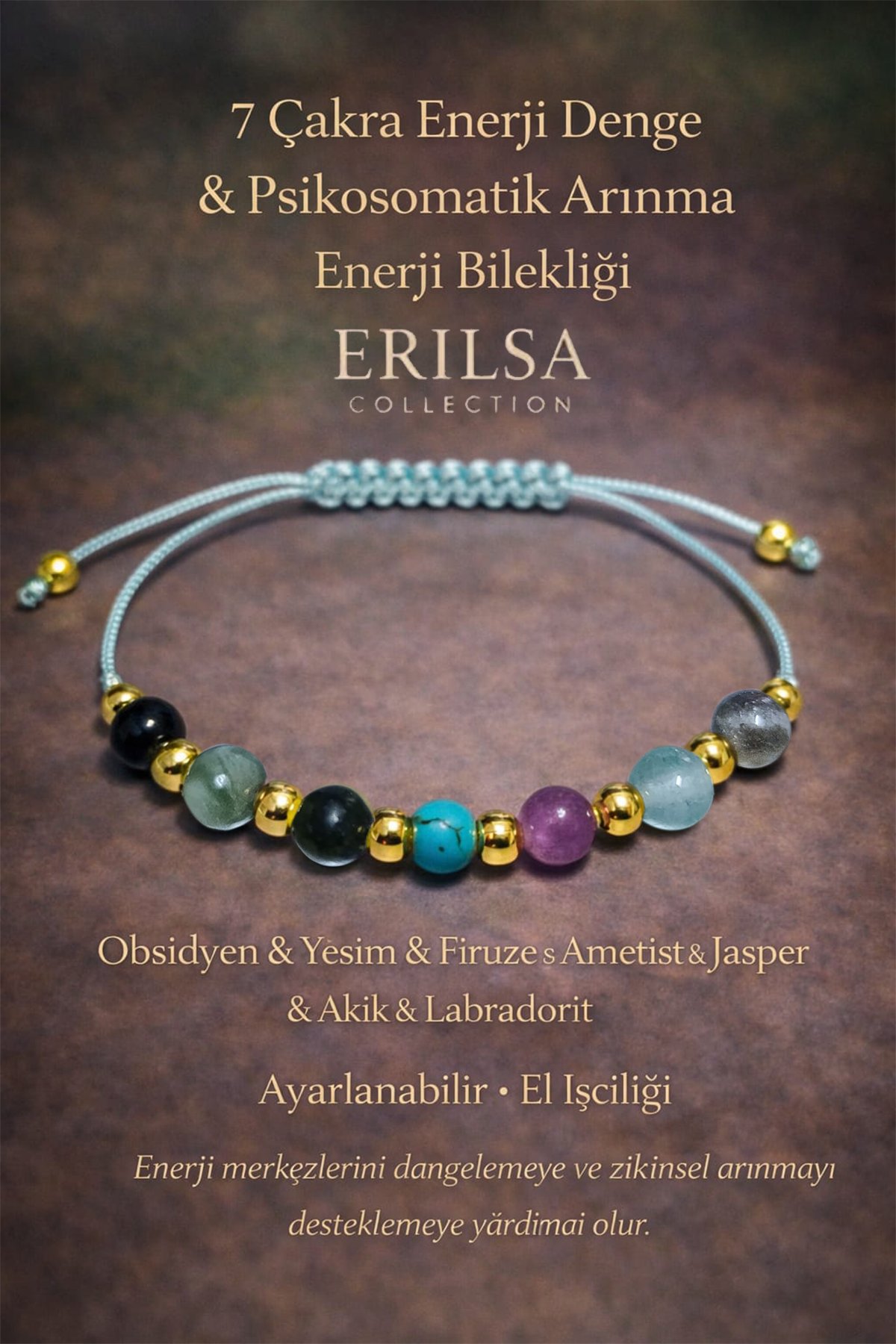 Sertifikalı Mavi 7 Çakra Denge Enerji Uyum Psikosomatik Arınma Enerji Bilekliği – Doğal Taş Şifa