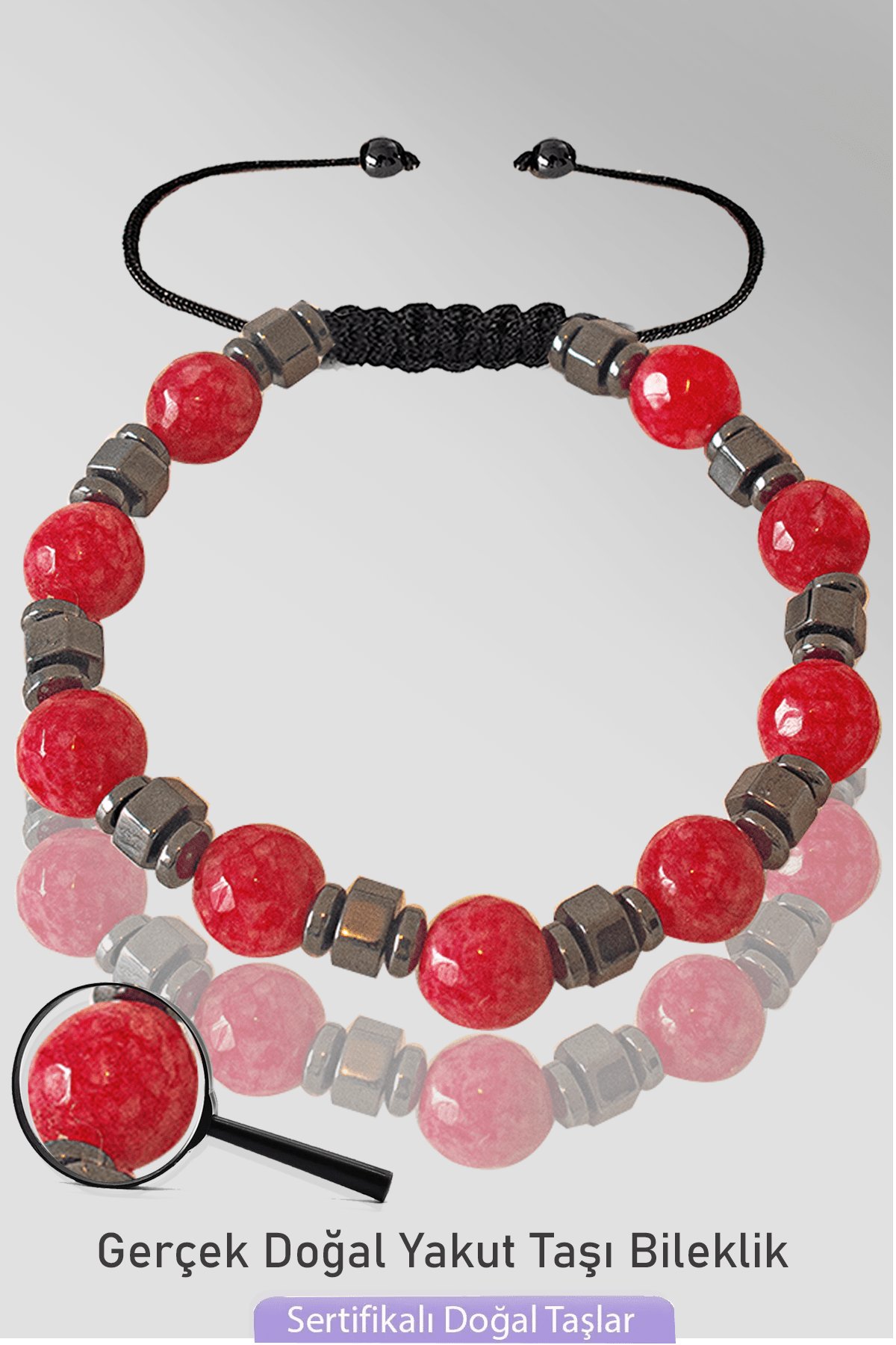 Sertifikalı Fasetli Doğal Yakut Taşı Bileklik - Ayarlamalı