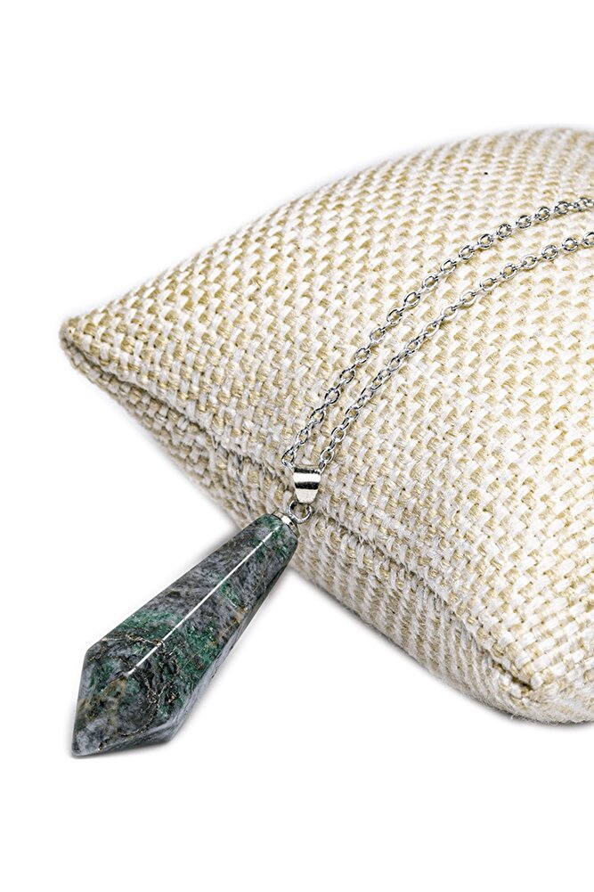 Sertifikalı Gümüş Aparatlı Doğal Hint Akik Taşı Kolye