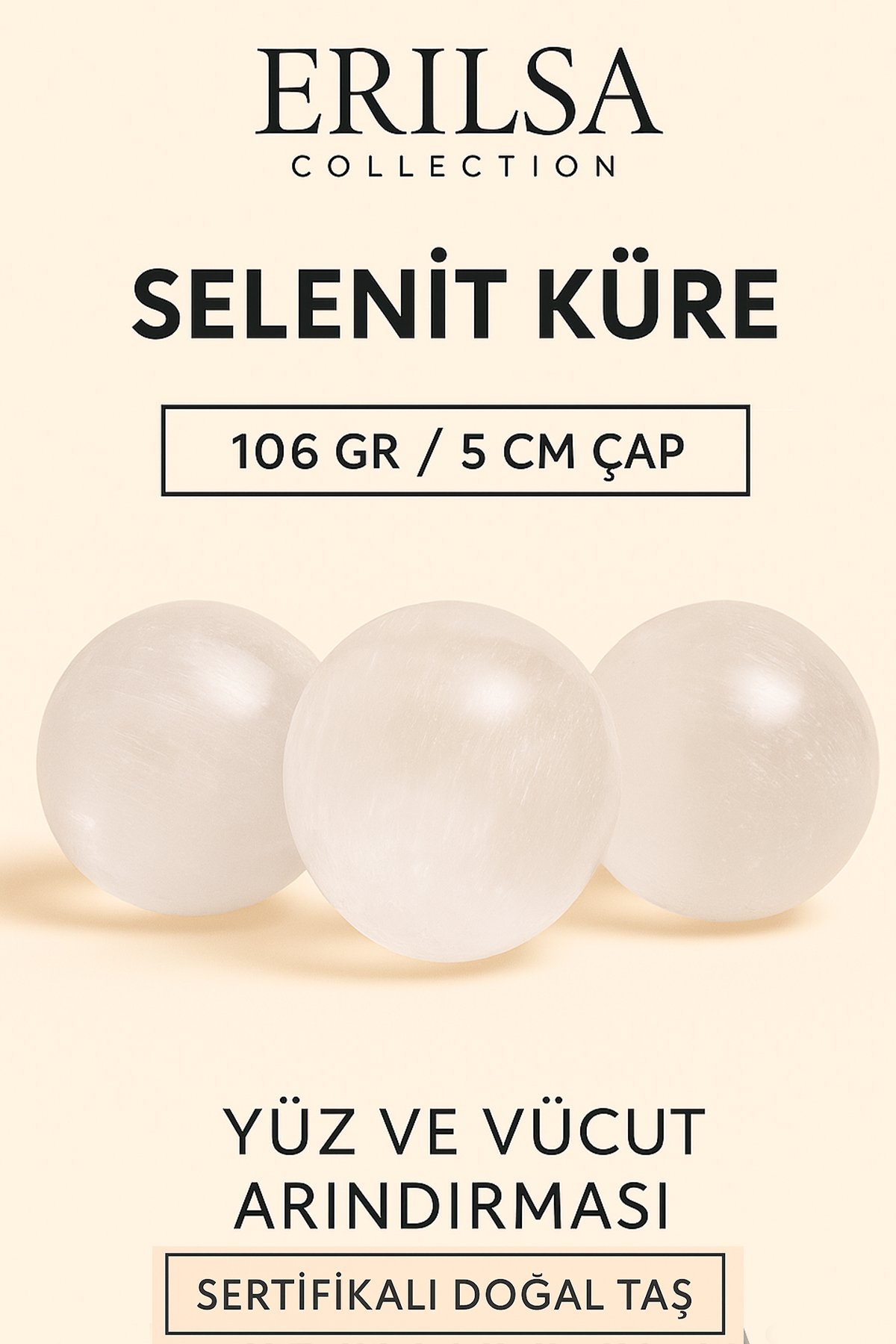 Sertifikalı Selenit Taşı Küre – Aura Temizliği ve Yüz-Vücut Arındırması İçin Doğal Enerji Küresi