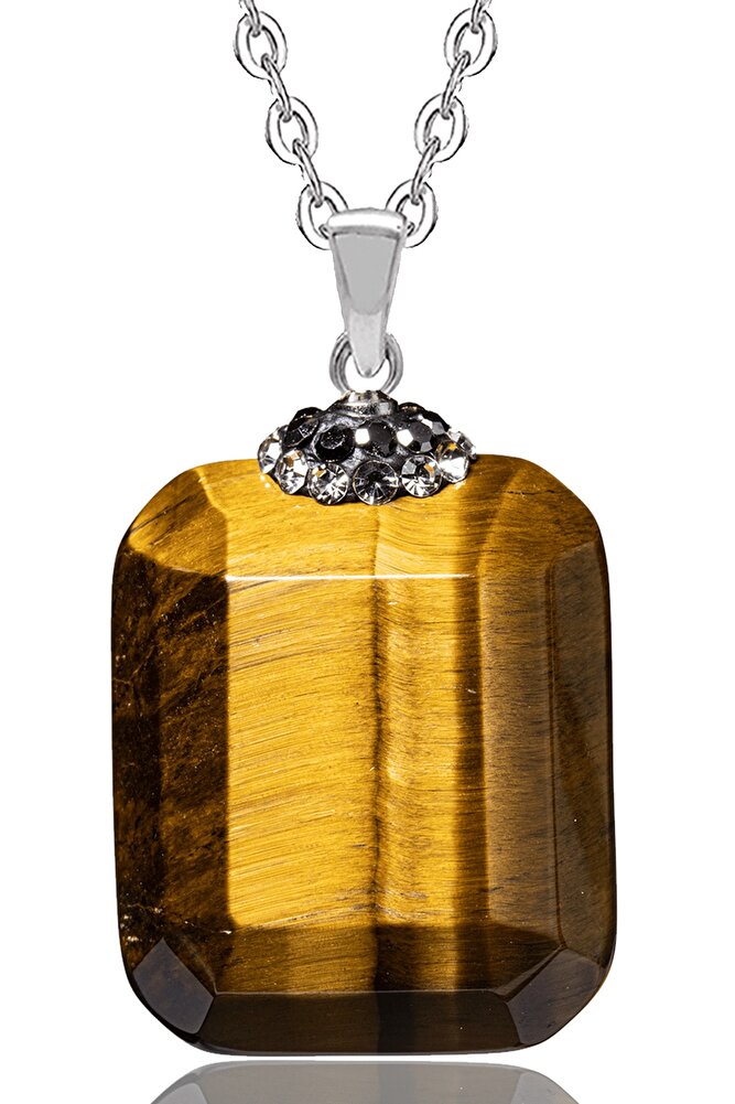 Sertifikalı Zirkon Taşlı Kaplan Gözü Doğal Taş Kolye