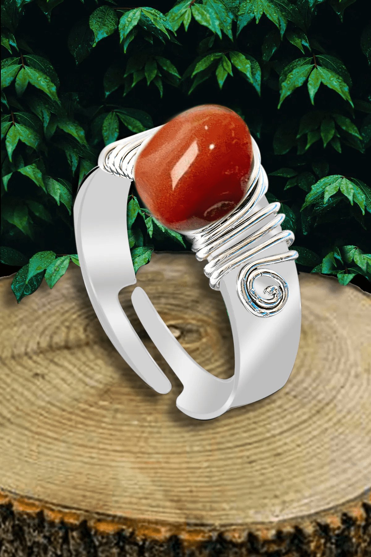 Sertifikalı Kalın Tımbıl Model Karnelyan Akik Taşı Yüzük - Ayarlamalı