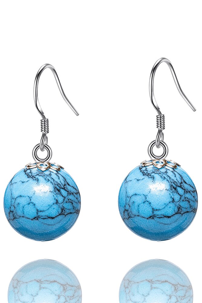 Sertifikalı Doğal Firuze Taşı Gümüş Küpe