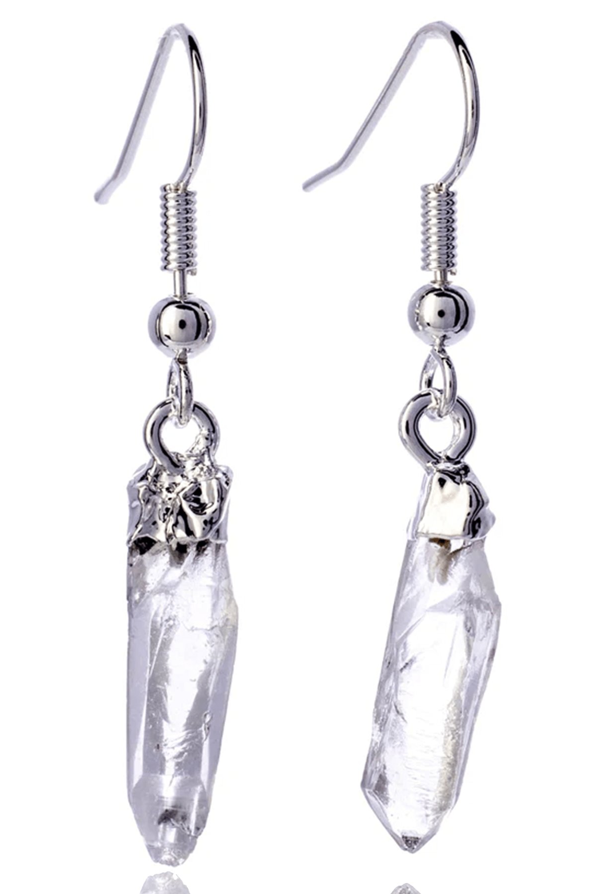 Sertifikalı Ham İşlenmemiş Kristal Kuvars Taşı Küpe