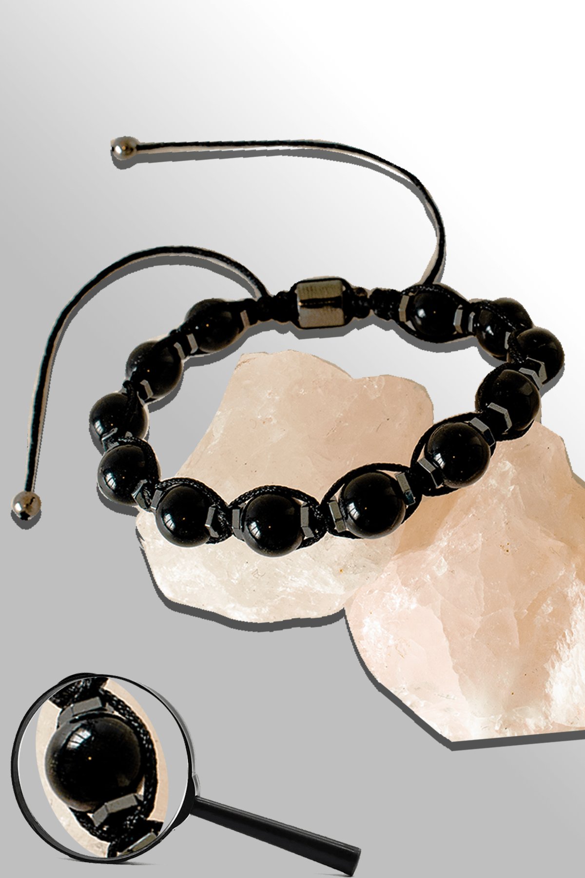 Sertifikalı Hematitli 8 Mm Doğal Fasetli Siyah Turmalin Taşı Bileklik