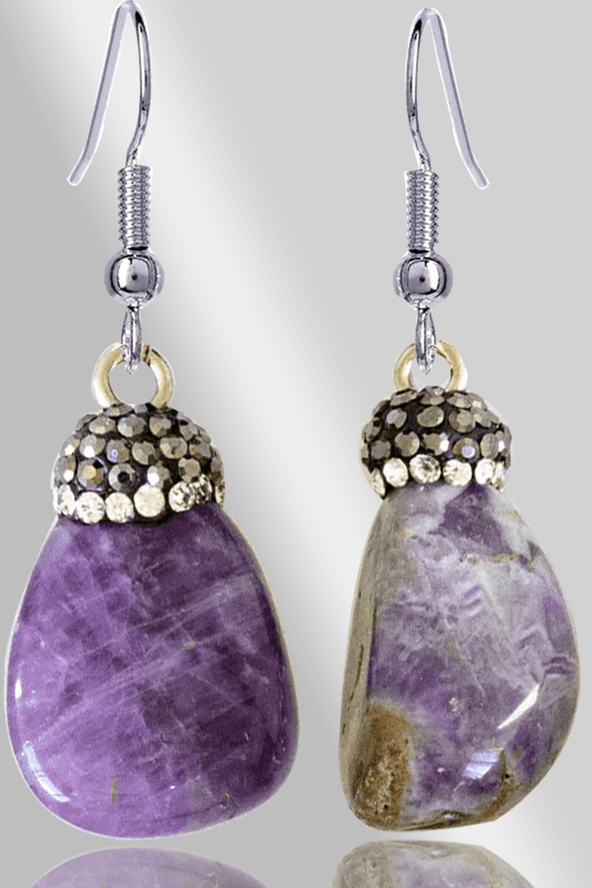 Sertifikalı Zirkon Taşlı Model Ametist Taşı Doğal Taş Küpe