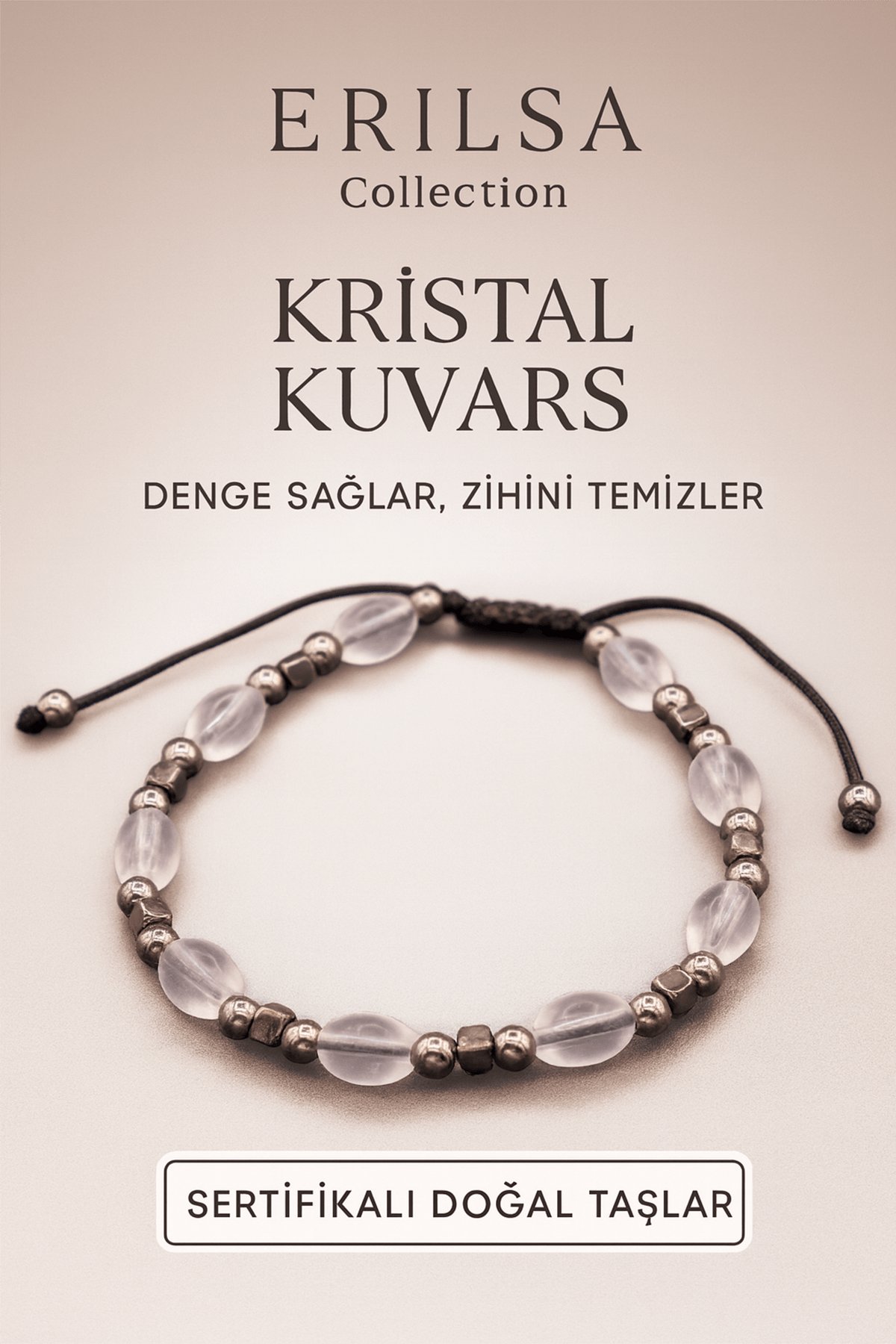 Sertifikalı Ham Kristal Kuvars Taşı Bileklik – Zihni Temizler, Enerji Dengeleyici