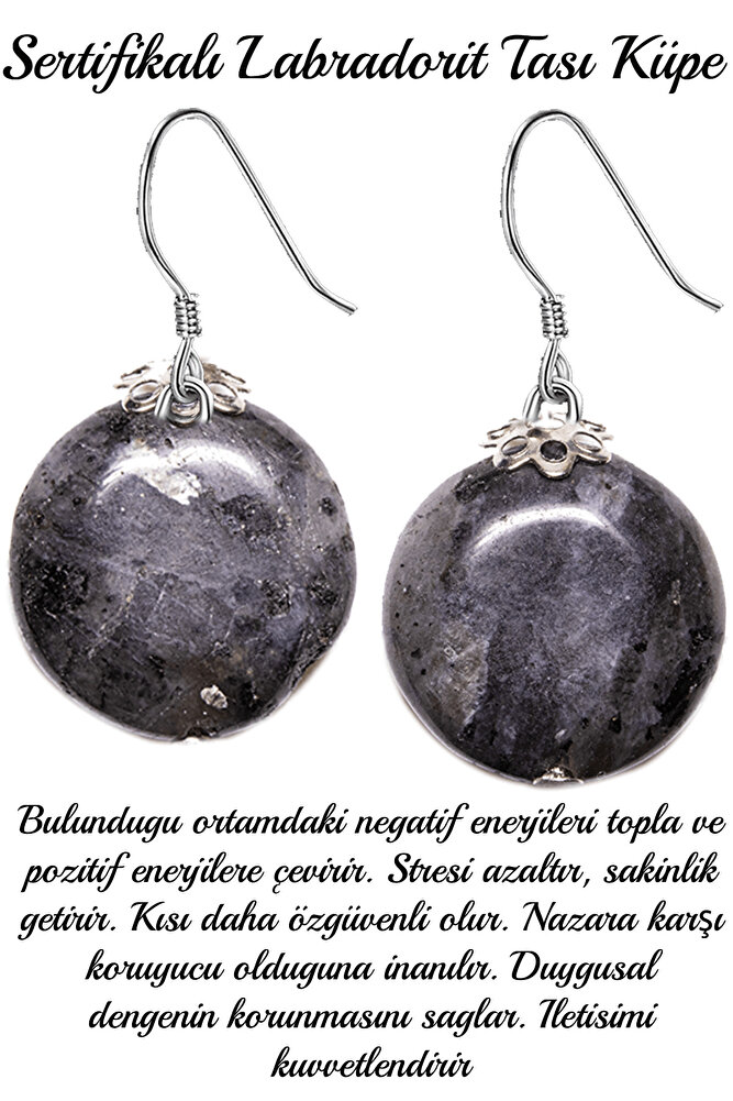 Sertifikalı Aaa+ Kalite Labradorit Taşı Doğal Taş Küpe