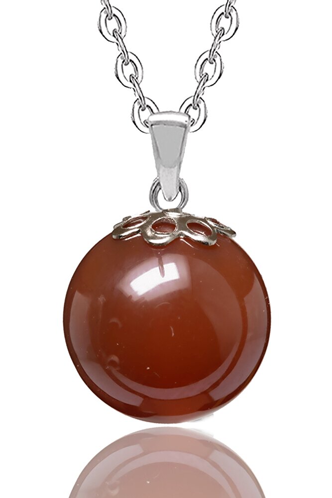 Sertifikalı Kızıl Yemen Akik Doğal Taş Kolye