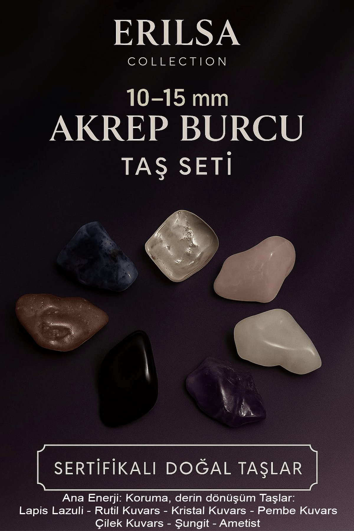 Sertifikalı Akrep Burcu Doğal Taş Kütle Seti 10-15 mm - Koruma ve Dönüşüm Enerjisi Taşları