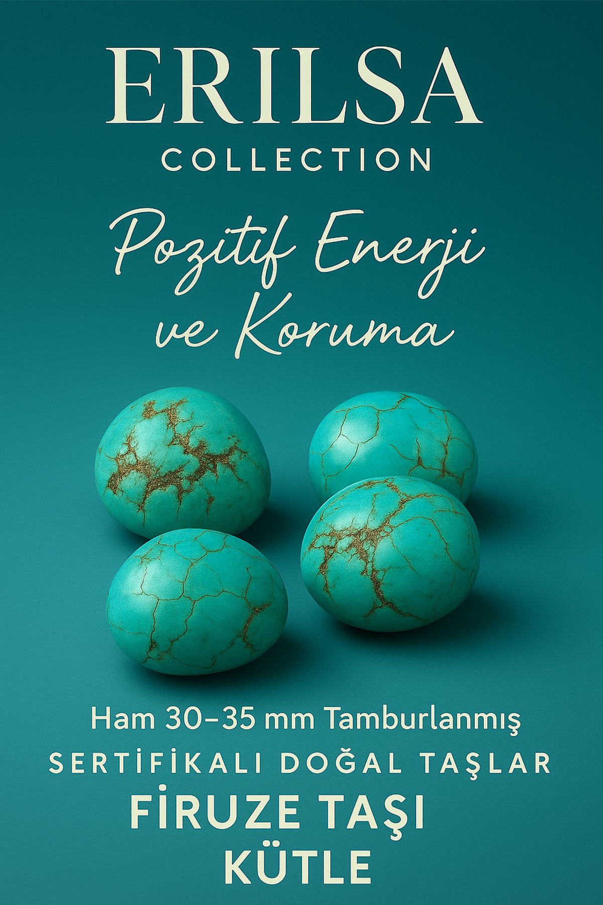 Sertifikalı Doğal Firuze Taşı Kütle 30-35 mm – Pozitif Enerji ve Koruma