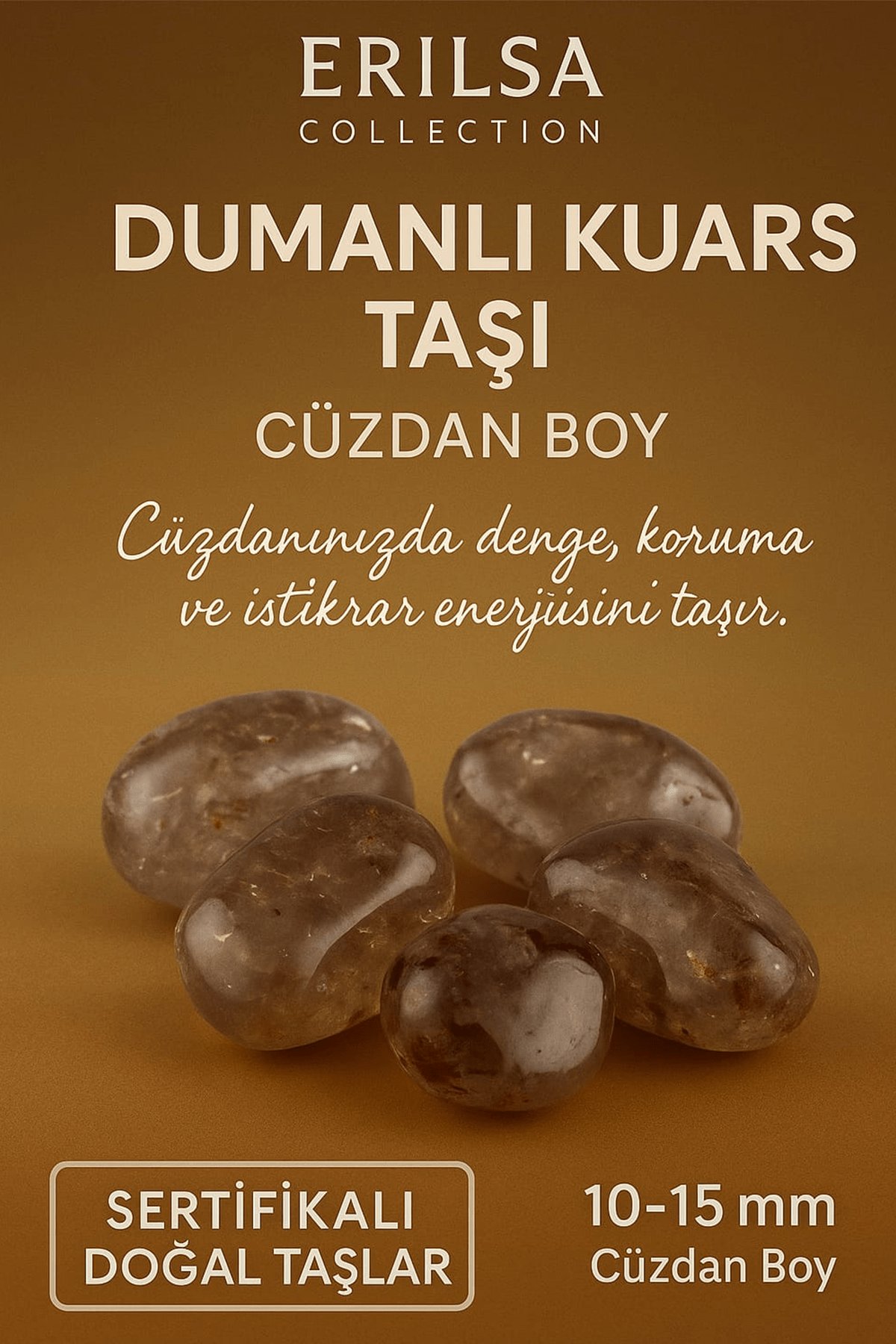 Sertifikalı Dumanlı Kuvars Taşı Kütle 10-15 mm – Denge Koruma ve İstikrar Taşı