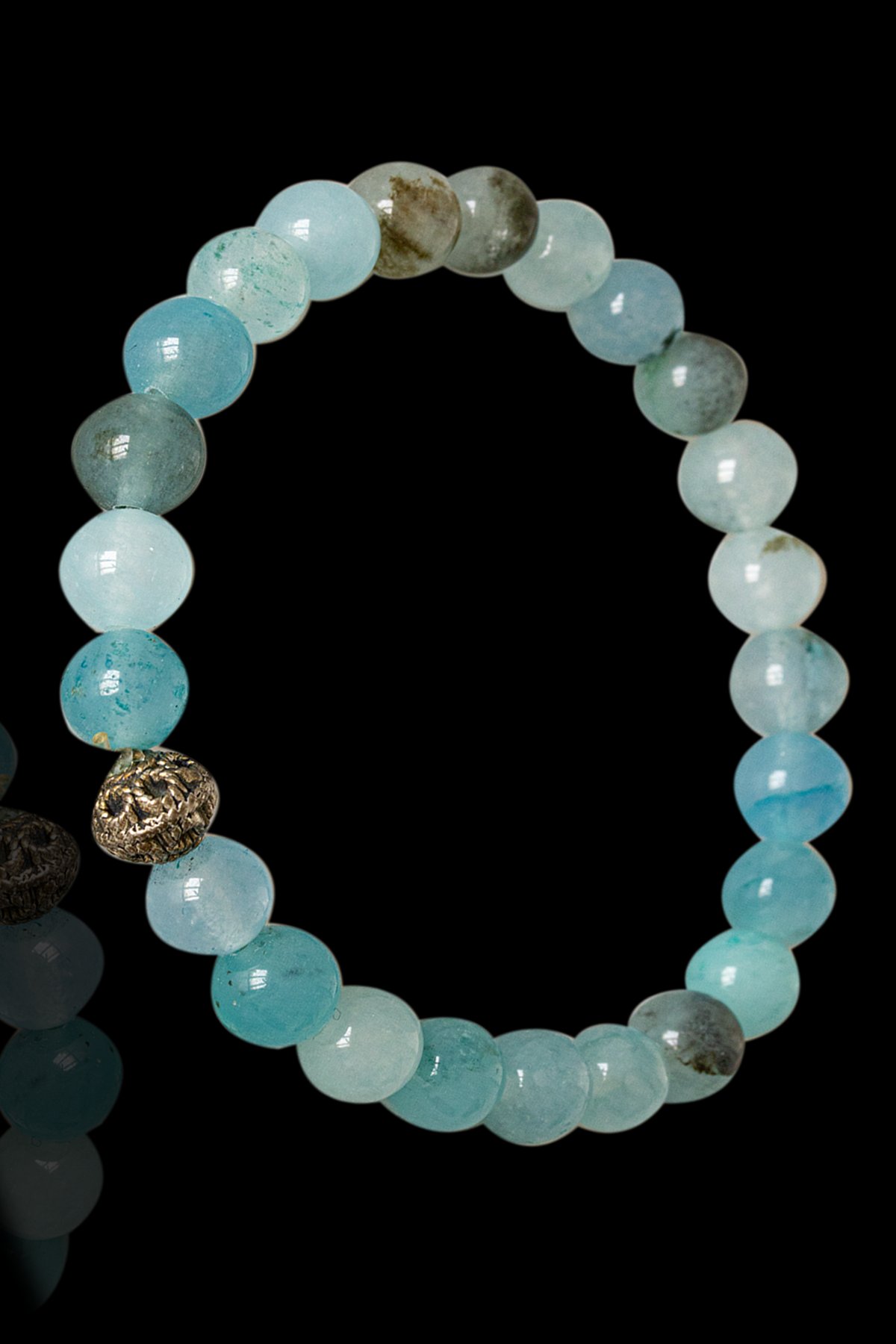 Sertifikalı Mavi Akik Taşı Bileklik - Gümüş Aparatlı