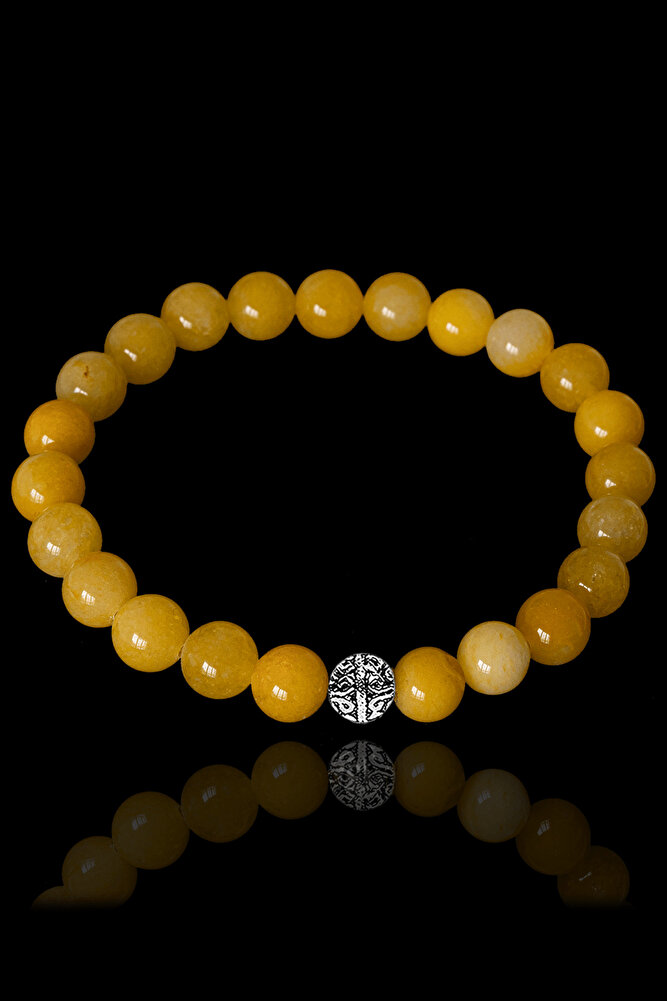 Sertifikalı Tamburlanmış Sitrin Taşı Bileklik (Gümüş Aparatlı)