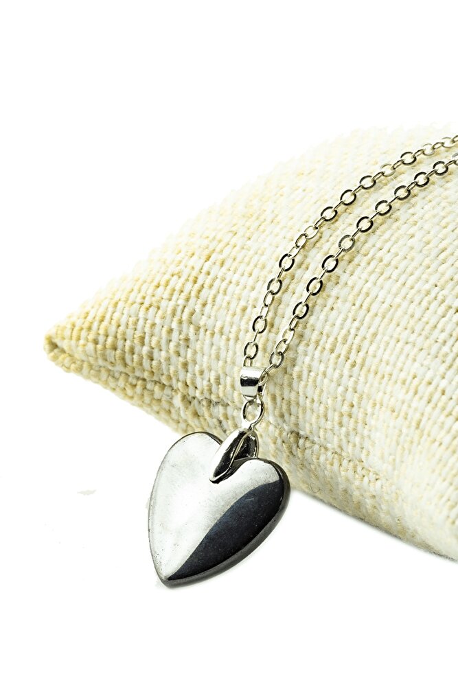 Sertifikalı Kalp Model Gerçek Terahertz Taşı Kolye (TİTREŞİM TAŞI)