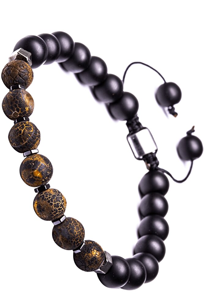 Sertifikalı Makrome Kahverengi Doğal Akik Taşı Bileklik