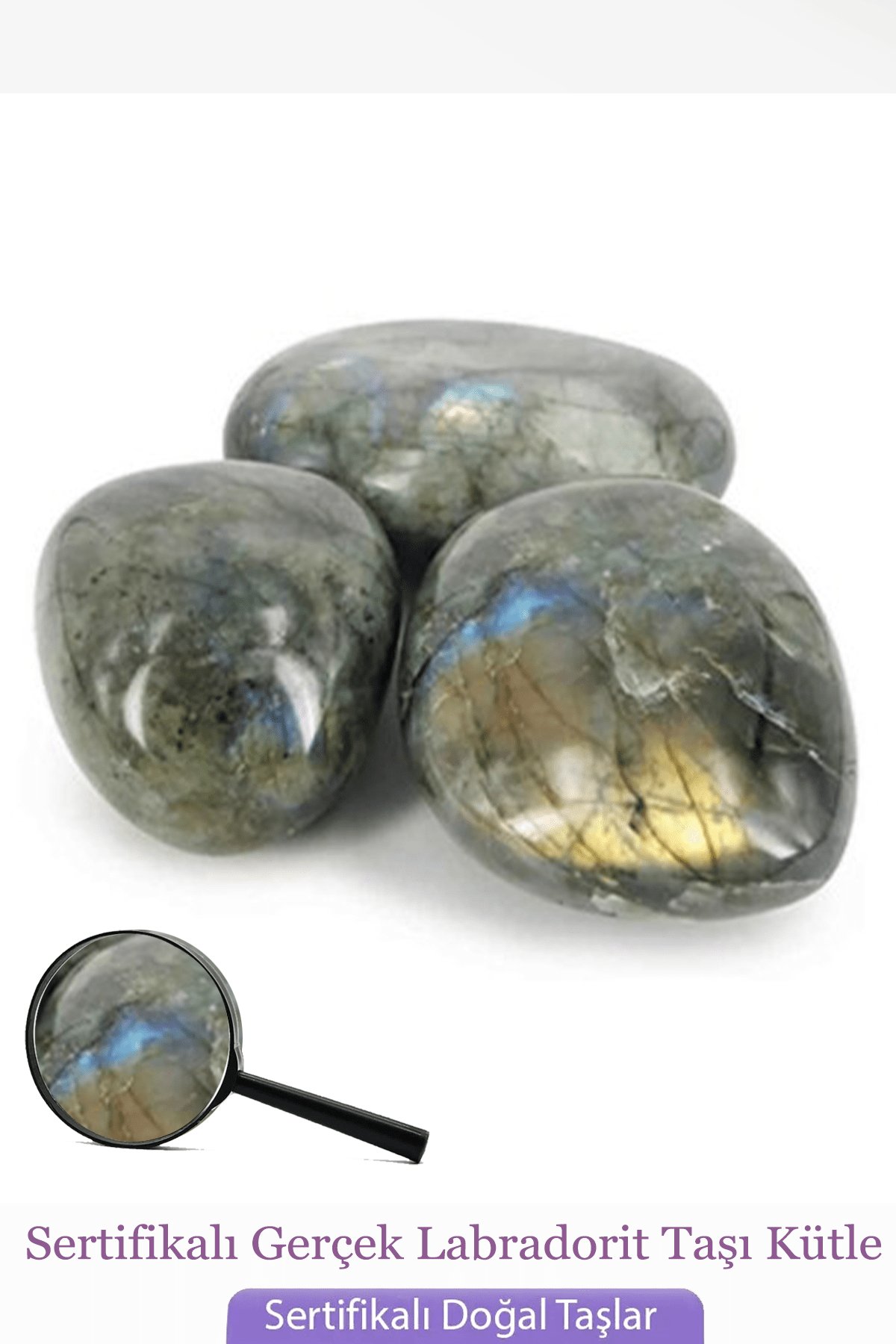 Sertifikalı Tamburlanmış Gerçek Labradorit Taşı Kütle Parça