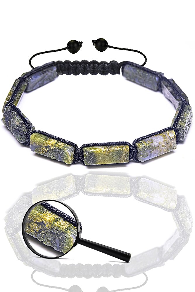 Sertifikalı Yosun Hint Akik Taşı Doğal Taş Bileklik (hindistan)