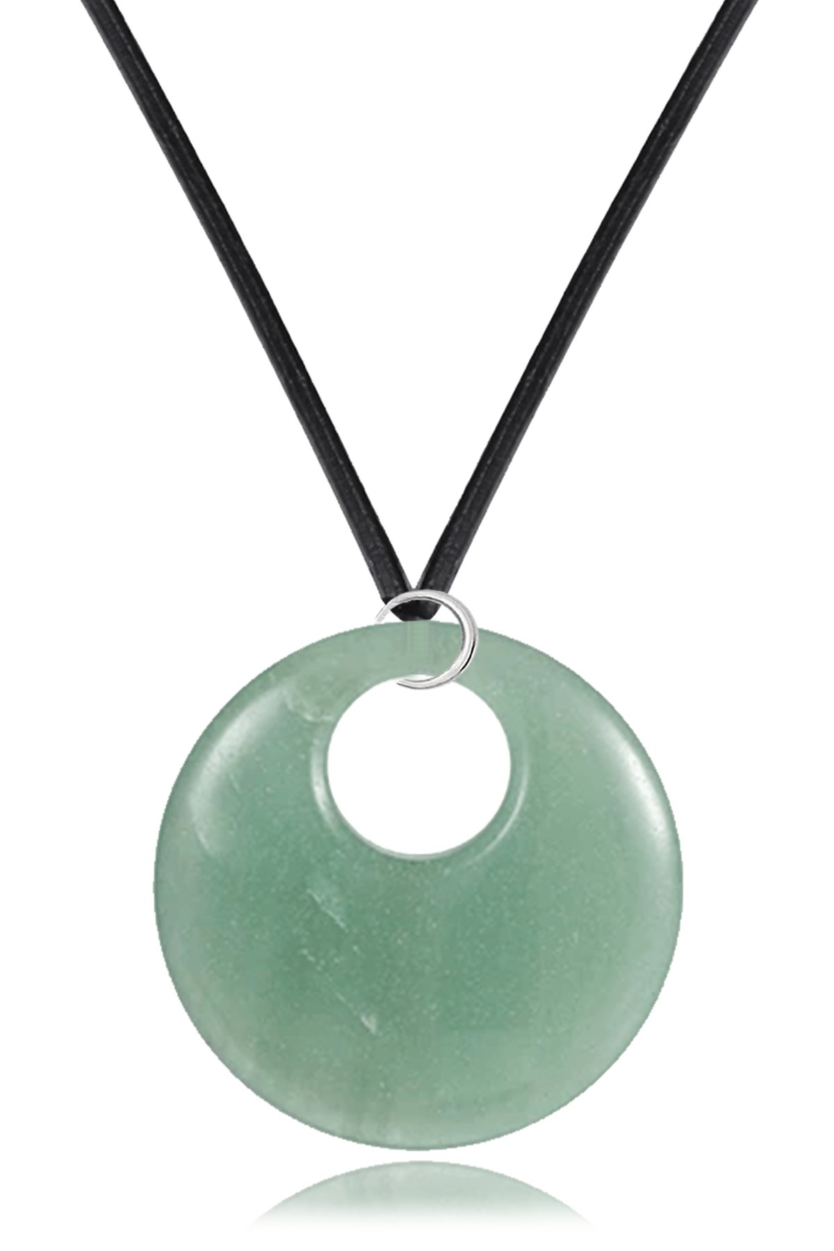 Sertifikalı Deri İpli Doğal Aventurin Taşı Kolye