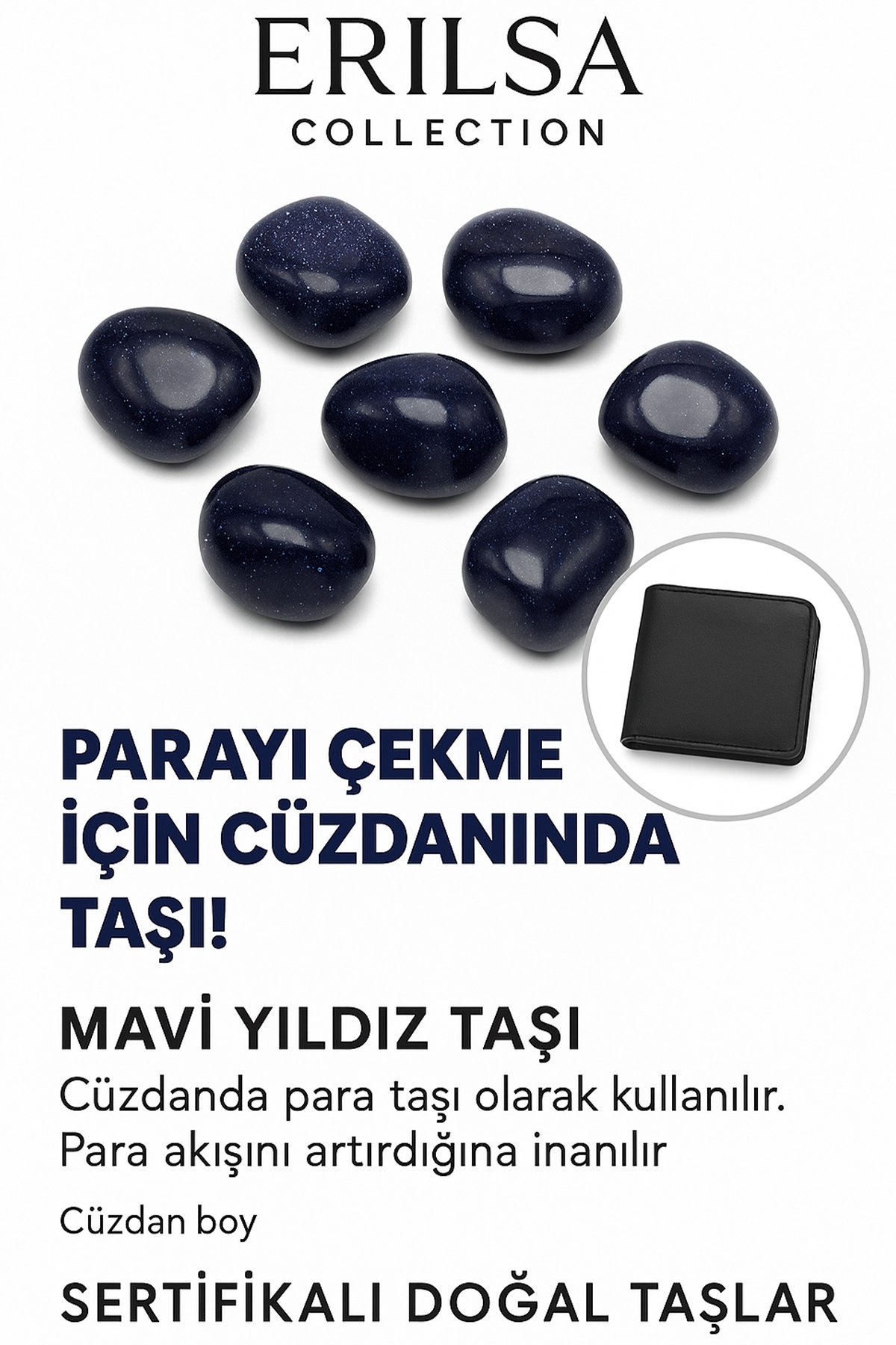 Sertifikalı Cüzdan Boy Mavi Yıldız Taşı Kütle - İçsel Sakinlik ve Odaklanma Sağlar