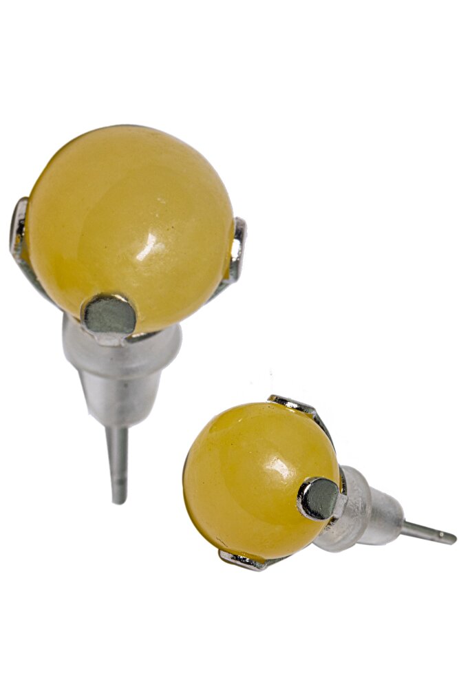 Sertifikalı Doğal Kalsit Taşı Nokta Doğal Taş Küpe