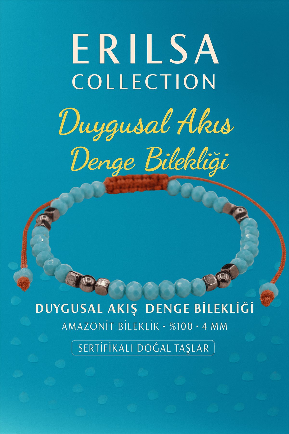 Sertifikalı Duygusal Akış Denge Aktivasyonu Bilekliği – Amazonit ve Terahertz Doğal Taşı 4 mm