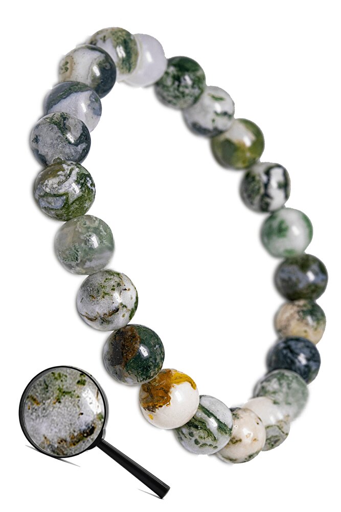 Sertifikalı Aaa Kalite Doğal Hint Yosun Akik Taşı Bileklik