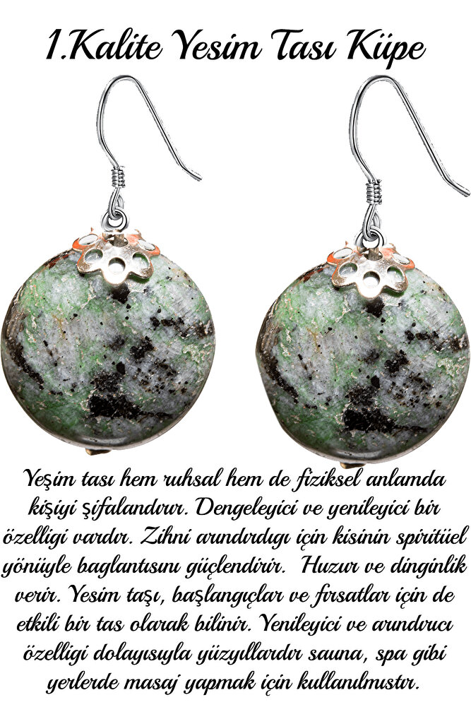 Sertifikalı 1.kalite Yeşim Taşı Doğal Taş Küpe (MEKSİKA)