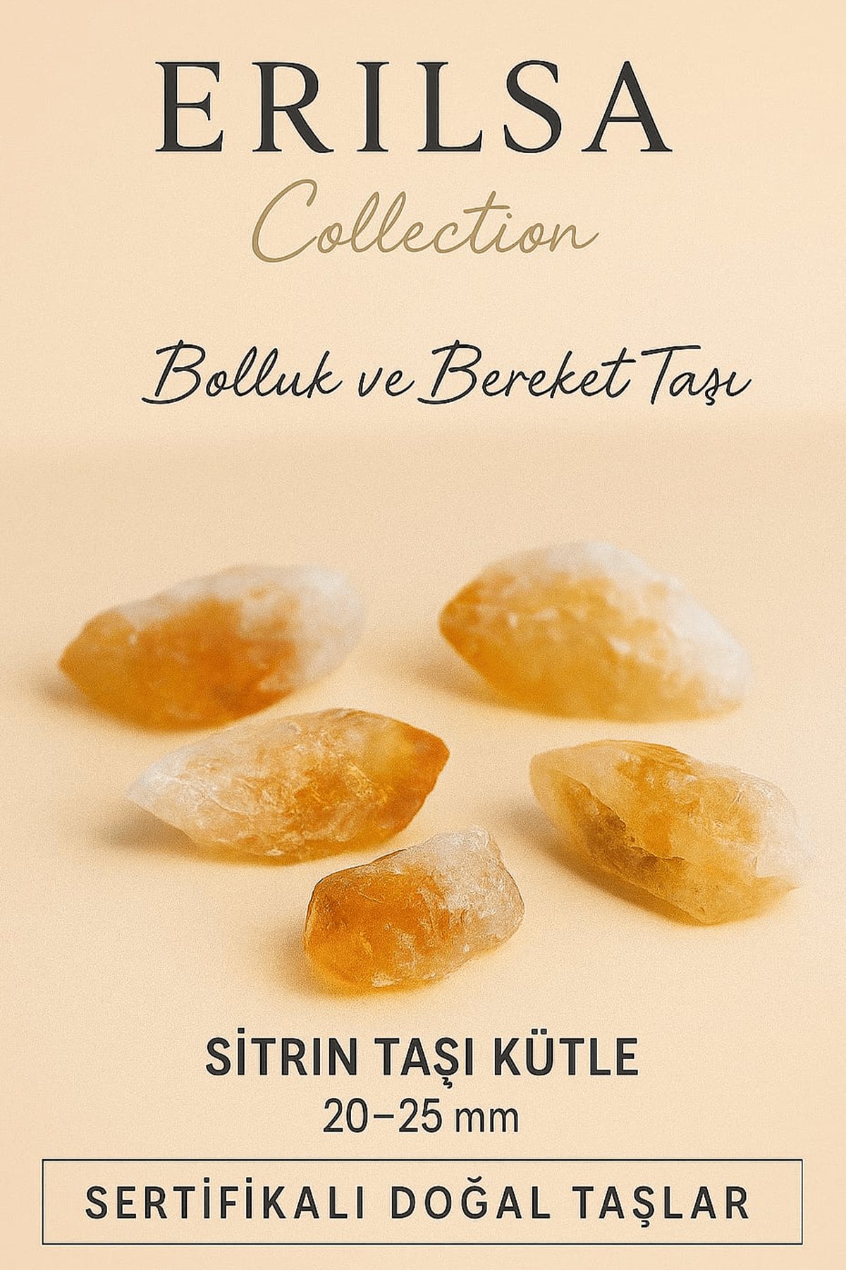Sertifikalı Sitrin Doğal Taş Kütle 20 25 mm Bolluk ve Bereket Taşı