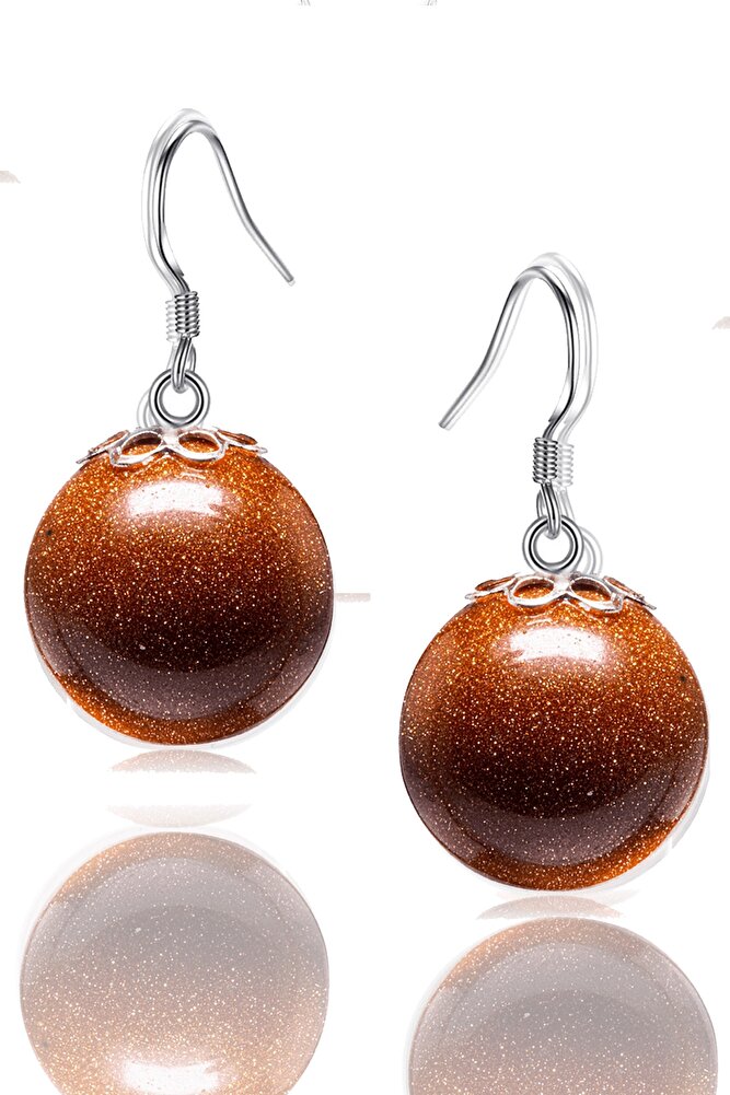 Sertifikalı Gerçek Doğal Kahverengi Yıldız Taşı Gümüş Küpe