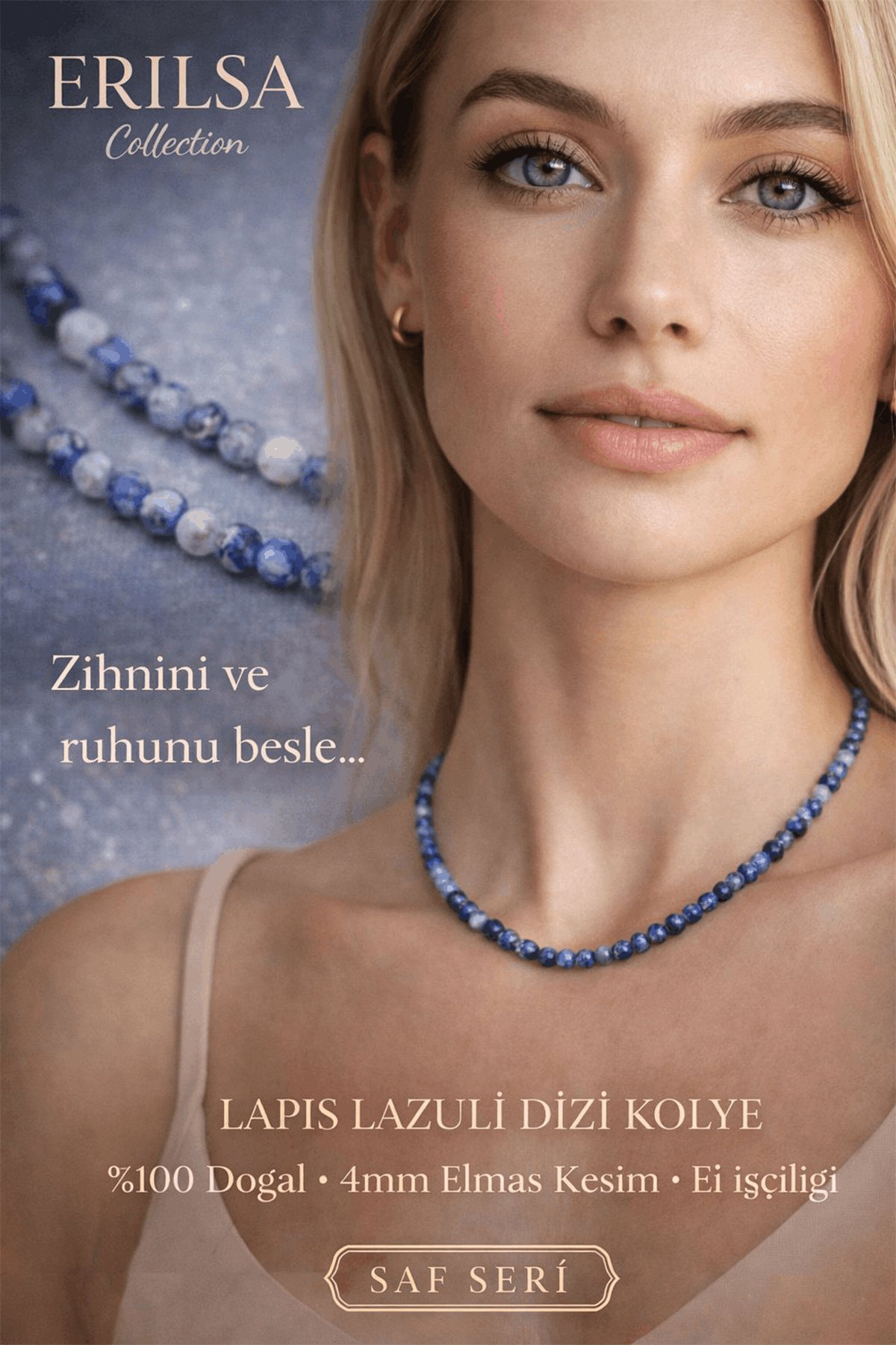 Sertifikalı Lapis Lazuli Dizi Kolye - 4mm Elmas Kesim Minimal Seri Doğal Taş Kolye