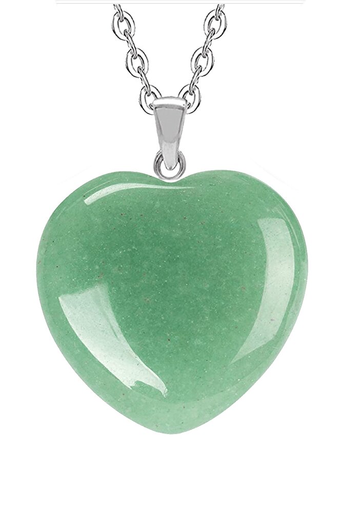 Sertifikalı Kalp Model Gerçek Aventurin Taşı Kolye