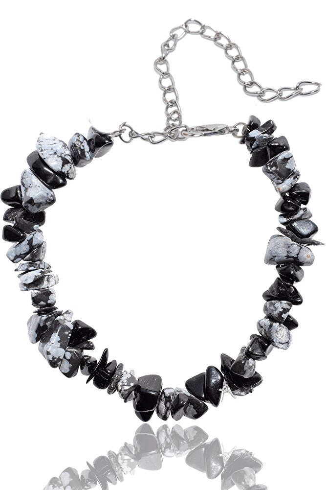 Sertifikalı Karlı Obsidyen Kırık Doğal Taşlı Bileklik 1.kalite (MEKSİKA)