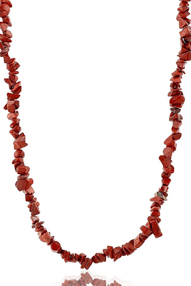 Sertifikalı Doğal Kırmızı Jasper Kırık Taşlı Kolye