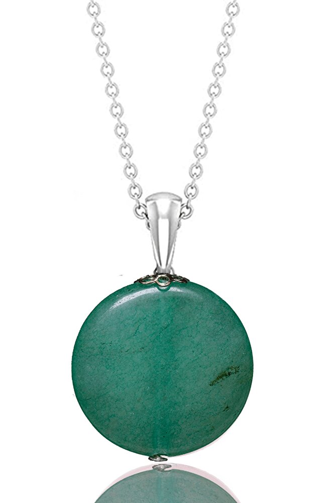 Sertifikalı Yeşil Akik Taşı Kolye - 1.kalite