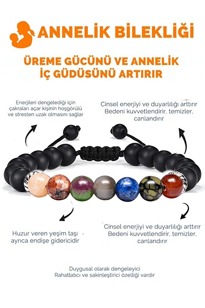 Annelik Bilekliği Kalsit Mercan Yeşim Akik Lapis Oniks Doğal Taş Bileklik