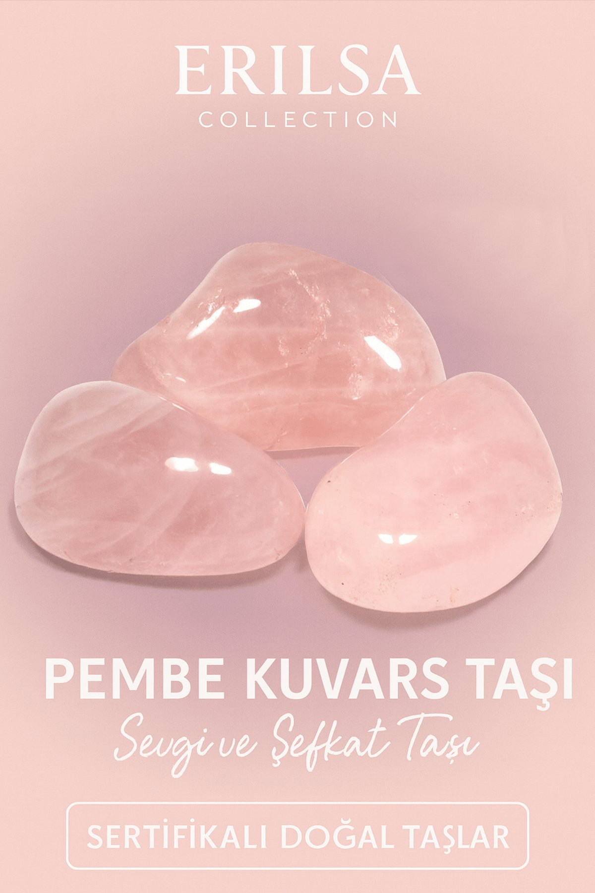 Sertifikalı Tamburlanmış Pembe Kuvars Taşı Kütle 30-35 mm – Sevgi ve Şefkatin Taşı