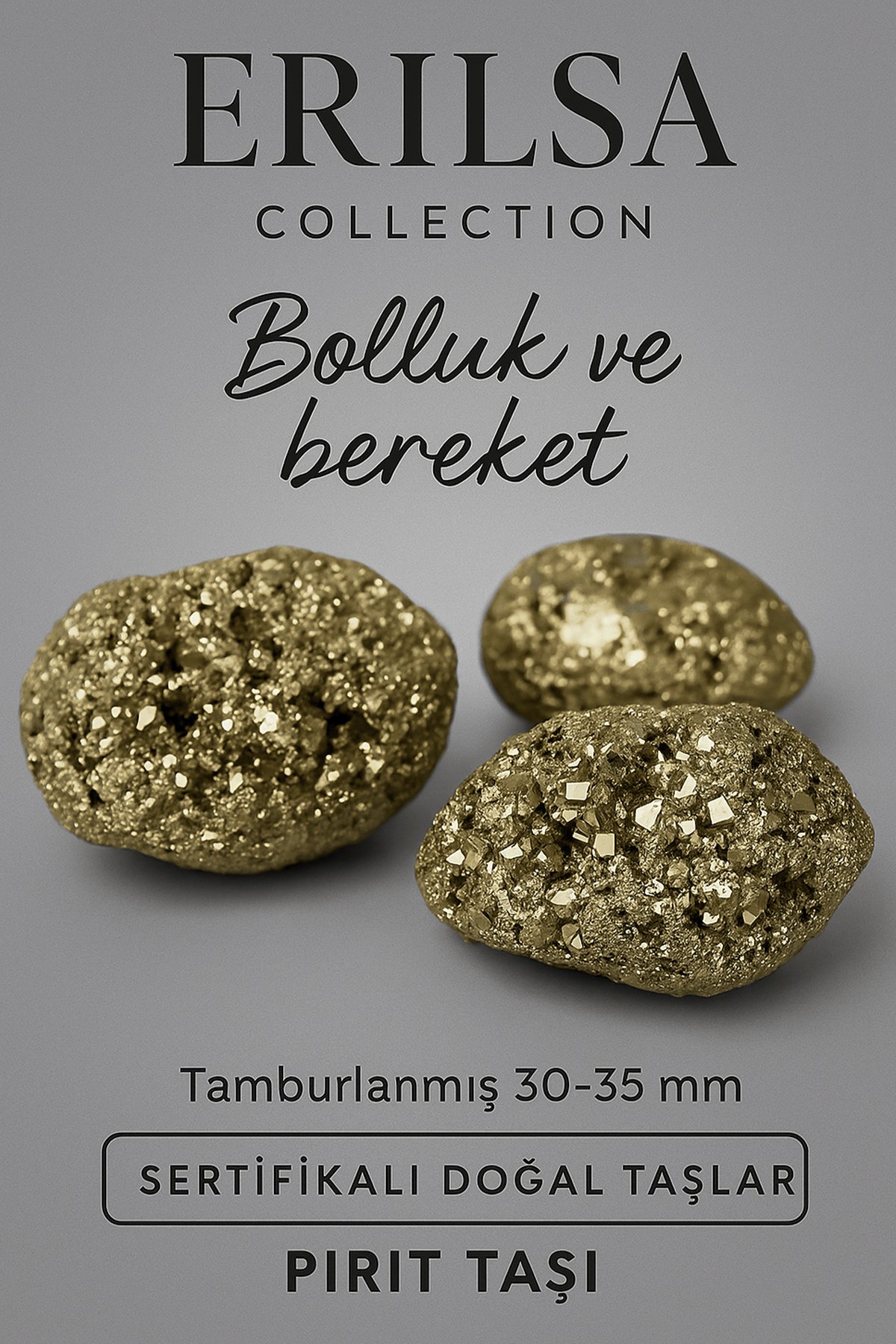 Sertifikalı Ham İşlenmemiş Doğal Pirit Taşı Kütle 30-35 mm - Bereket ve Güç Taşı