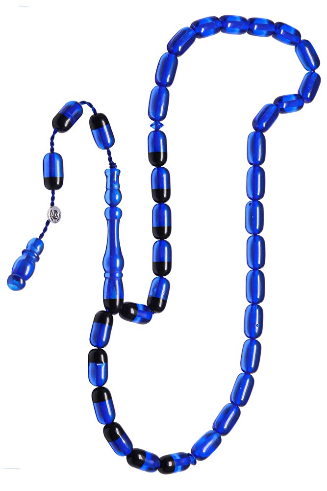 Sertifikalı Imzalı Parlement Mavi Siyah Ateş Kehribar Tesbih